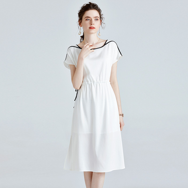 Heavyweight pure silk dress, mulberry silk A-line dress