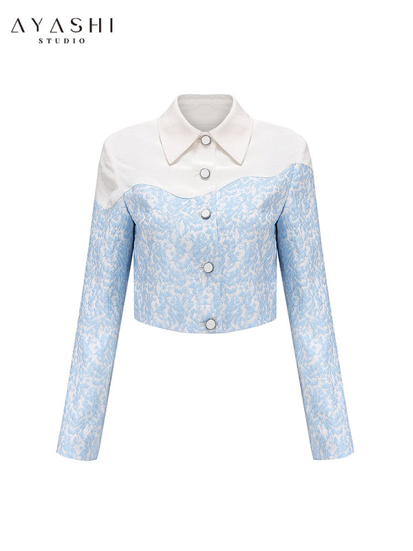 Blue Jacquard Vintage Top